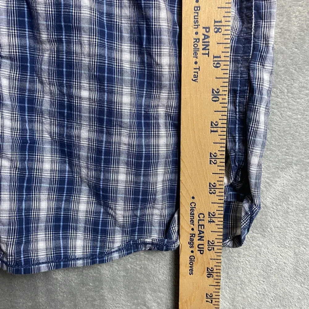 Levi's Men's Small Plaid Short Sleeve Shirt Blue 100% Cotton